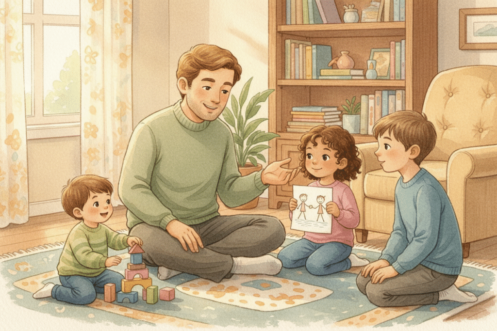 Father playing with kids - Manners Matter Now sincere apology