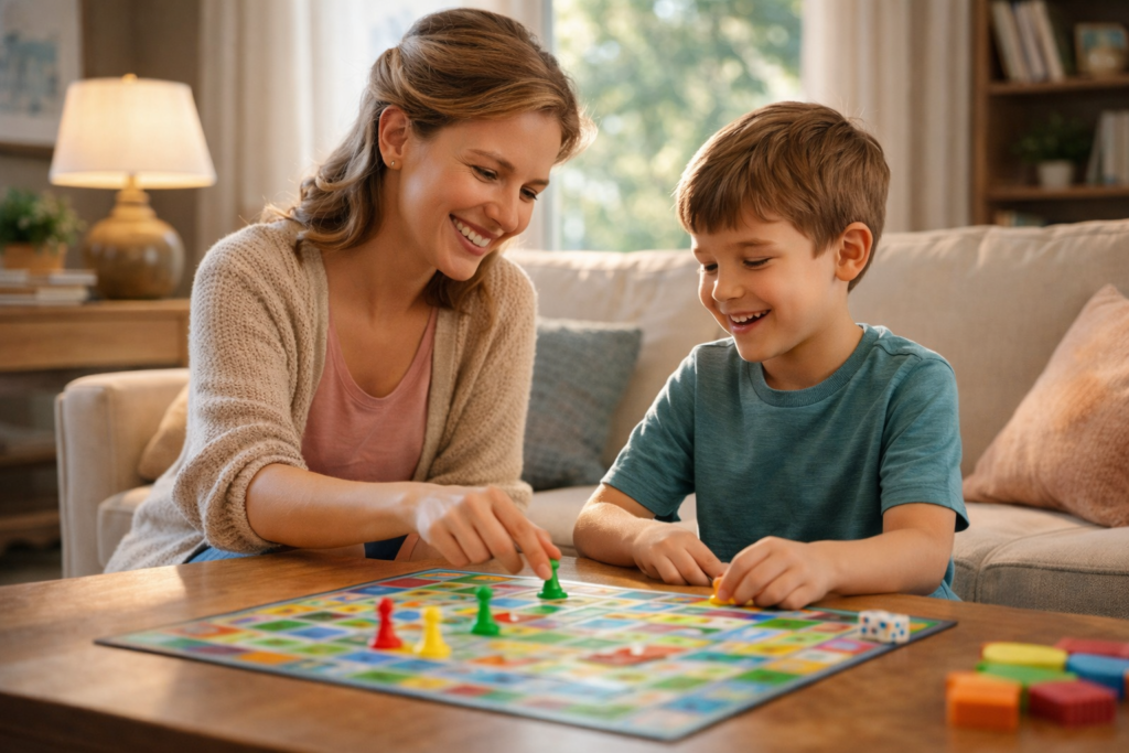 Fun family game time in daylight - Manners Matter Now Teach Children Patience